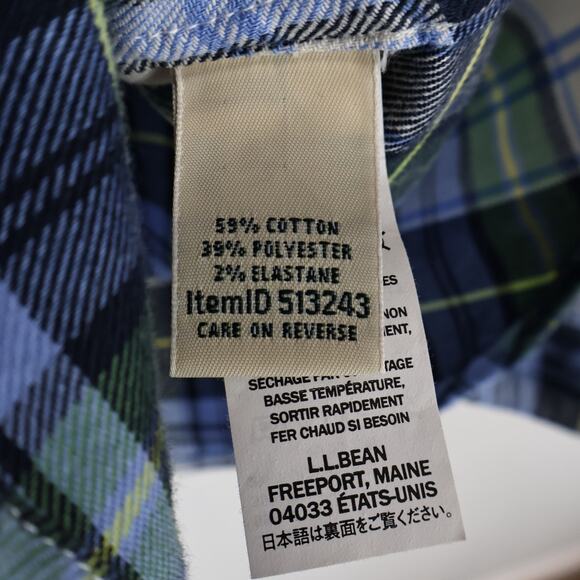 LL Bean Women's BeanFlex All-Season Long Sleeve Plaid Flannel Shirt Size Medium - Picture 8 of 9